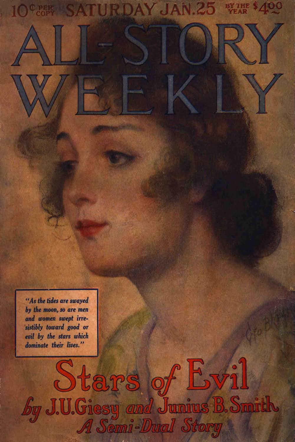 All Story Weekly 1919-01-25 Cursed (Part 3 of 6) / His Inner Self / Stars of Evil (Part 1 of 3) / Forbidden Fruit