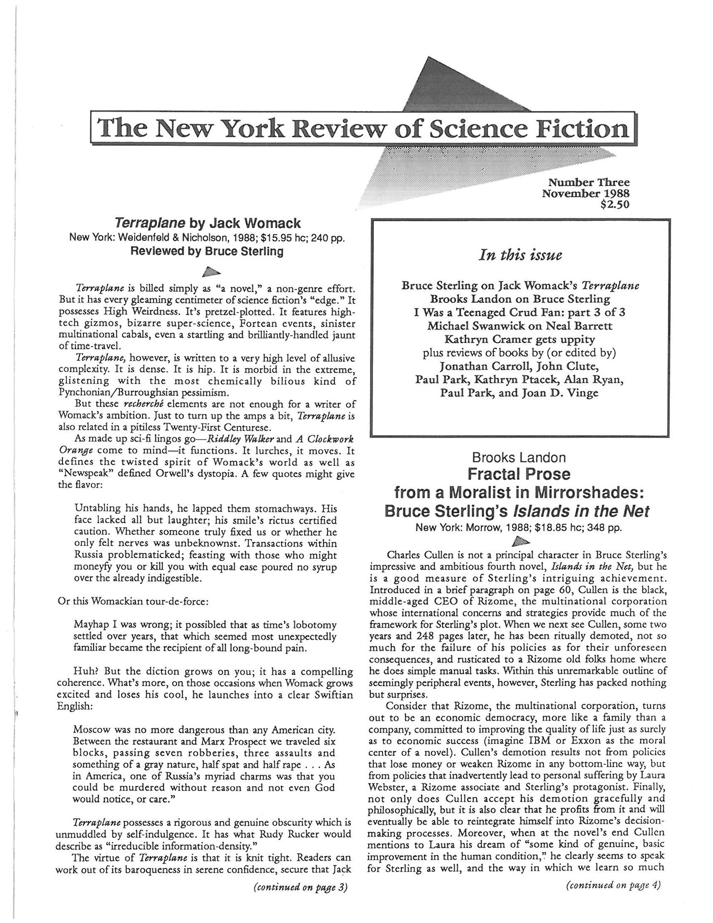 The New York Review of Science Fiction 1988-11 #003