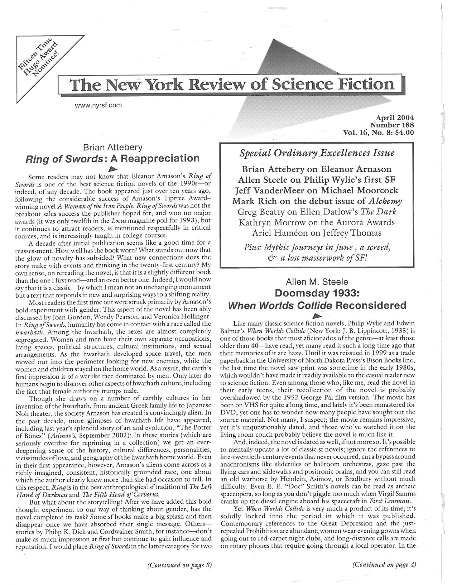 The New York Review of Science Fiction 2004-04 #188