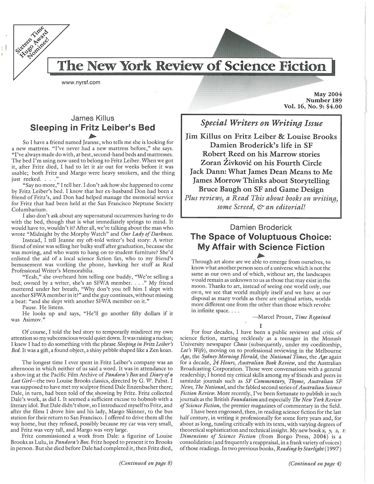 The New York Review of Science Fiction 2004-05 #189