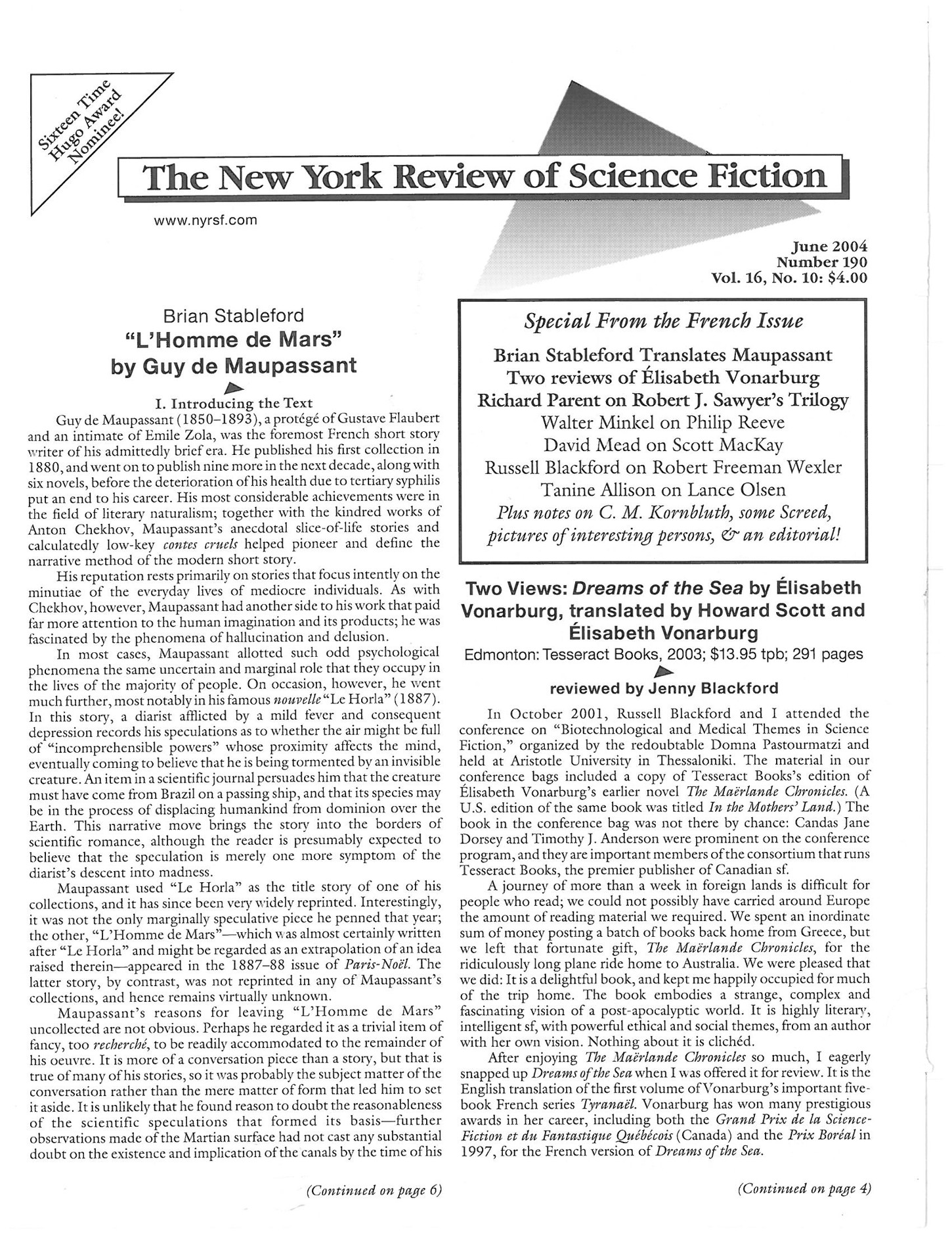 The New York Review of Science Fiction 2004-06 #190