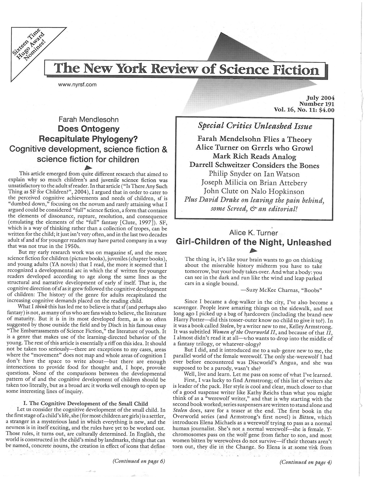 The New York Review of Science Fiction 2004-07 #191