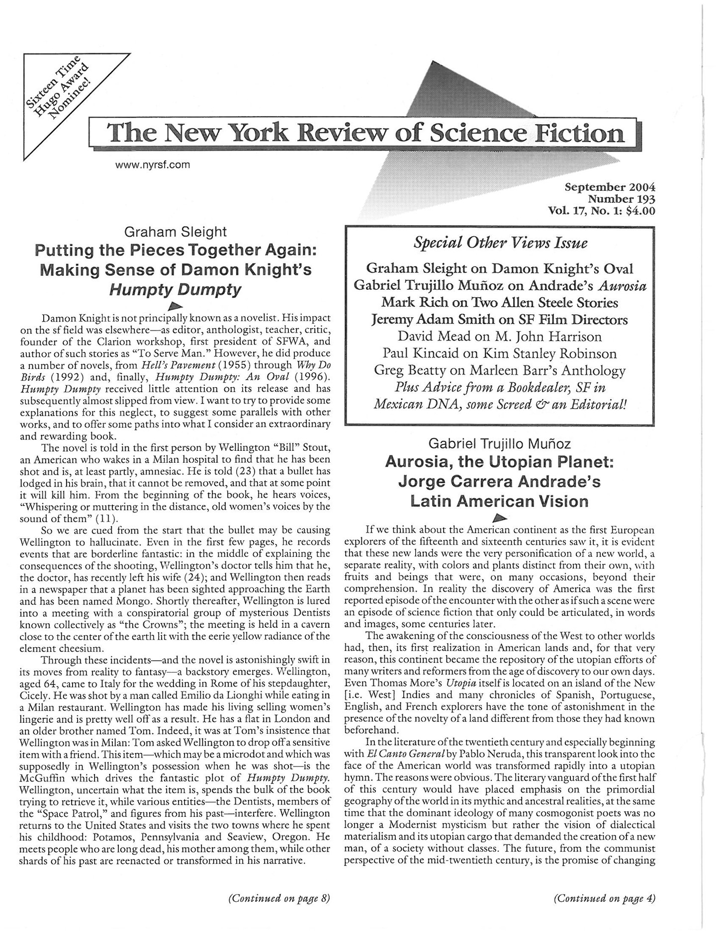 The New York Review of Science Fiction 2004-09 #193