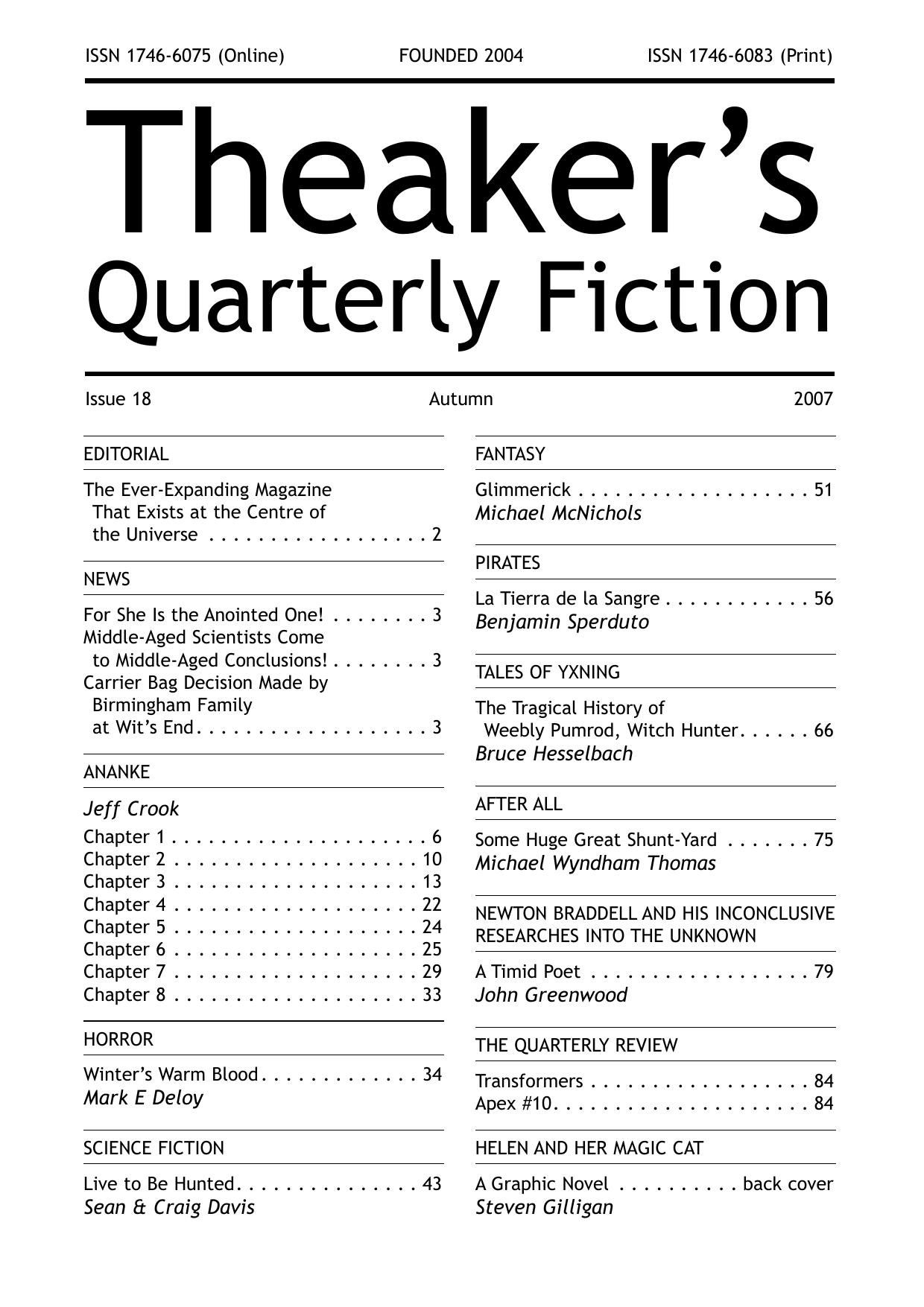 Theaker's Quarterly Fiction 2007-08 #18