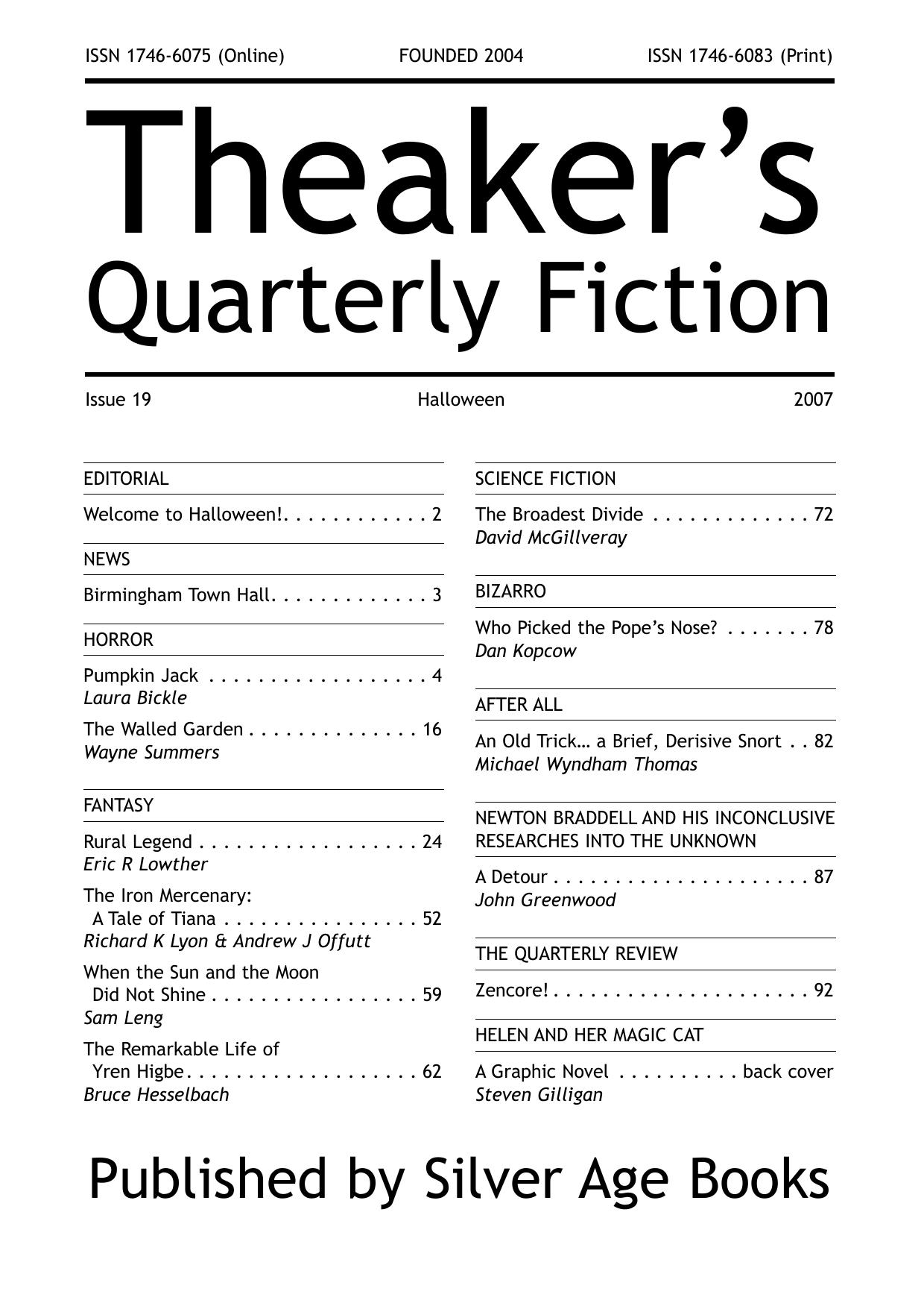 Theaker's Quarterly Fiction 2007-10 #19